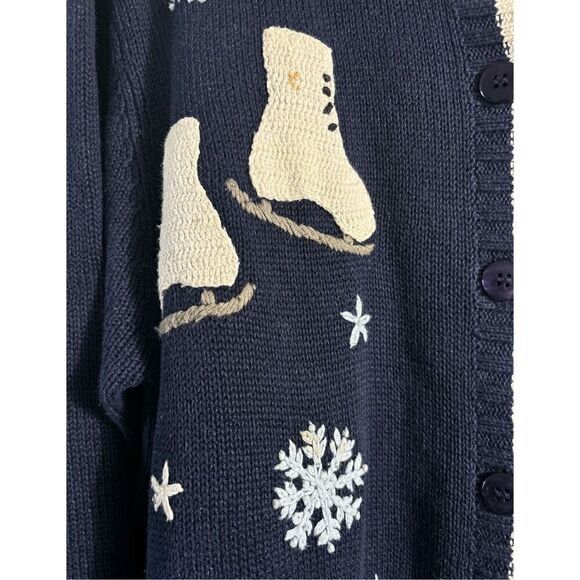 Vintage Cherokee Womens Blue Ramie Cotton Embroidered‎ Button Knit Sweater sz 14 - Picture 5 of 6